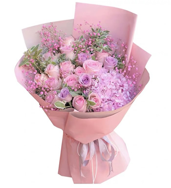 时光美好-玫瑰绣球花束