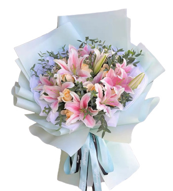 你最珍贵-百合玫瑰花束