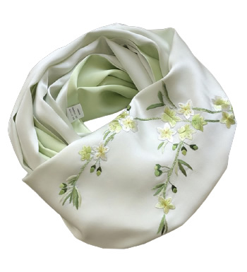 中国风高档真丝刺绣围巾-手工精美苏绣 双面双色 多色可选