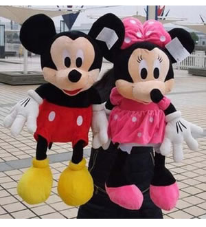 迪士尼米奇米妮情侣公仔-长约50CM,超柔短毛绒面料