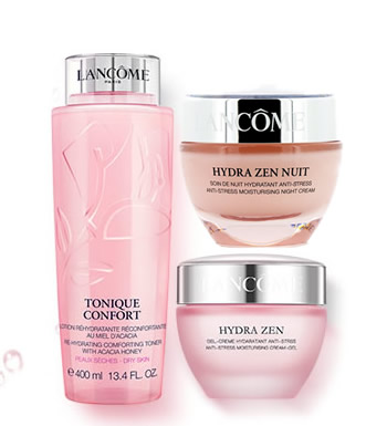 兰蔻 补水保湿舒缓套装-大粉水400ml+晚霜50ml+水份缘舒缓面霜50ml