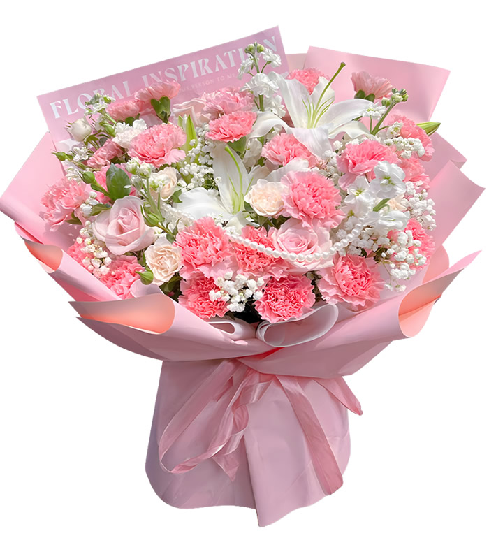 爱的花礼-粉色康乃馨 白百合