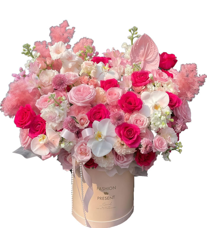 绚丽多彩-玫瑰蝴蝶兰抱抱花筒