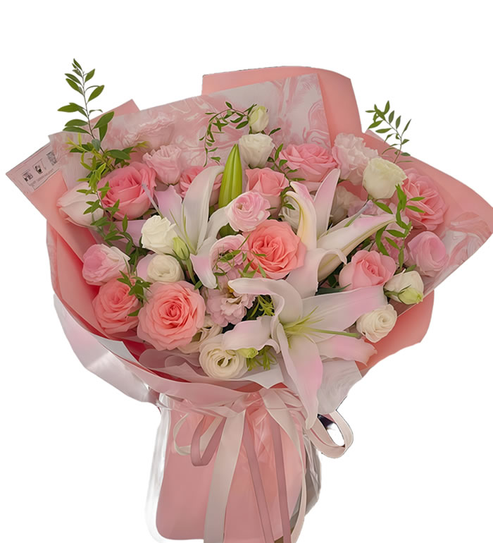 花香四溢-粉玫瑰 百合