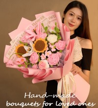 手工针织 毛线花束 - 永不凋谢的花朵