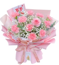 母亲节快乐 - 11粉色康乃馨小花束