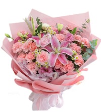 伴您左右 - 粉康粉百合花束