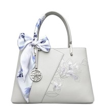 国风刺绣手提女士皮包 - 新中式 优雅知性 三色可选