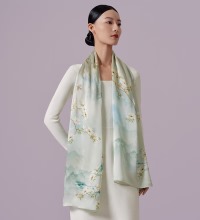 雅韵双面印花真丝长丝巾 - 高档桑蚕丝 多色可选