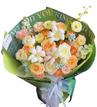 冬日暖阳 - 香槟玫瑰 郁金香