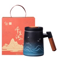 千里江山陶瓷泡茶杯 - 茶水分离杯 国潮国礼