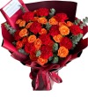 幸福安康 - 红色康乃馨 橙色多头玫瑰